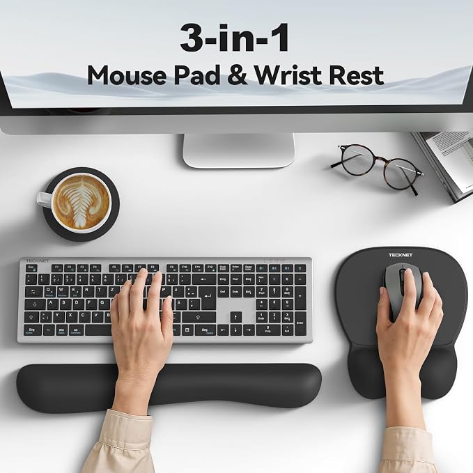 TECKNET Gel Mouse Pad Set with Wrist Rest and Keyboard Wrist Rest, Ergonomic - Image 5