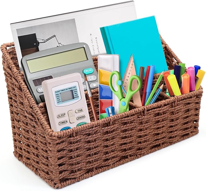 Woven Mail Organizer for Desk Countertop, Mail Holder Sorter Storage Basket for by Oranwell
