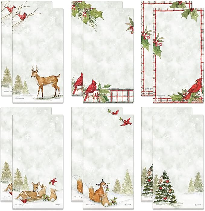 Current Peaceful Forest Holiday Magnetic Notepad Set – Set of 12 Memo Pads by Current
