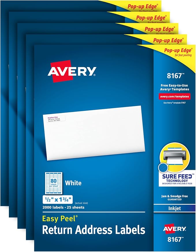 Avery Mailing Address Labels, Inkjet Printers, 000 Labels, 1/2 x 1-3/4 by Avery