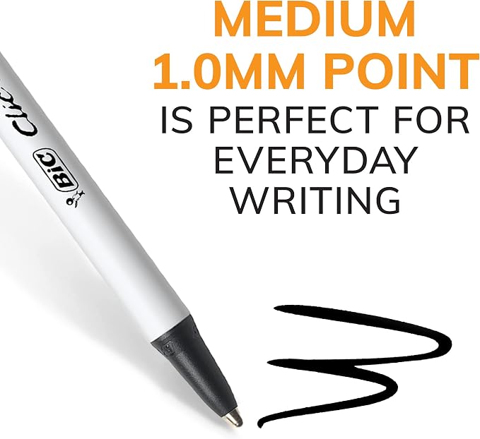 BIC Clic Stic Black Retractable Ballpoint Pens, Medium Point, School Supplies - Image 4