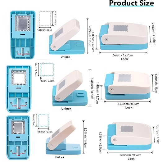 BAOFALI 3Pcs /Set Stamp Puncher Stamp Punch 1x0.8 &1 &1.25x1.5inch Postage - Image 2