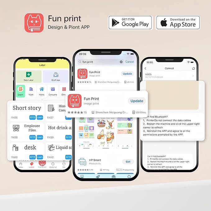 Mini Printer Sticker Thermal Printer with 3 Rolls Paper, Bluetooth Portable Phone Print Pods,Study Sticker Maker for Pictures, Photos, Journals, DIY, Compatible with Phone & Tablet-DeskLoop Office