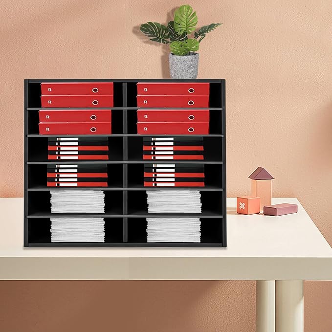 Mail Sorter Desktop, 12 Compartments Literature Organizer, Desktop File Sorter - Image 3