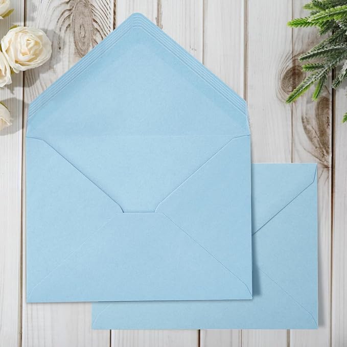 Whaline 50Pcs A7 Summer Invitation Envelopes Set Baby Blue Greeting Card by Whaline