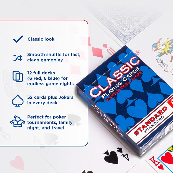 Classic Playing Cards 12 Pack, Standard Index, Bulk Playing Cards - Image 2