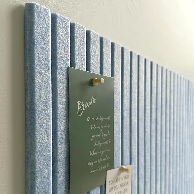 Large Cork Board for Office, 8 Pack Felt Wall Tiles with Slat Wall Paneling, Felt Bulletin Board Pin Board Cork Boards for Walls - Light Blue-DeskLoop Office