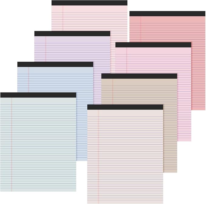 Fuutreo 8 Pcs Legal Pads 8.5 x 11 Colored Note Pads 50 Sheets Per Narrow Ruled by Fuutreo