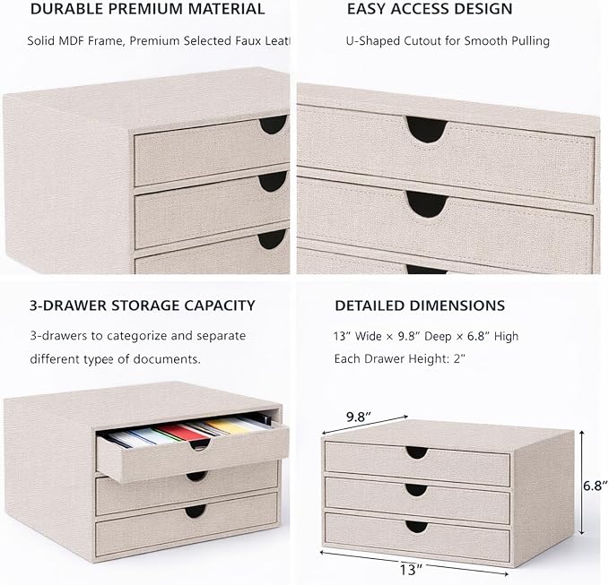 UnionBasic Document Organizer, 3-Drawer File Cabinet Document Storage Box - Image 4