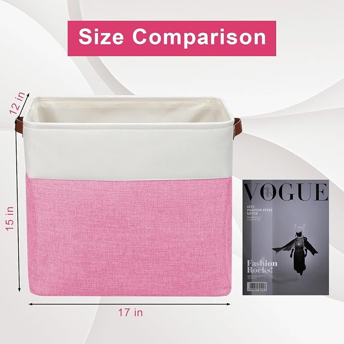 Bagnizer Large Fabric Storage Baskets | 50L Storage Bins, Decorative Linen - Image 3