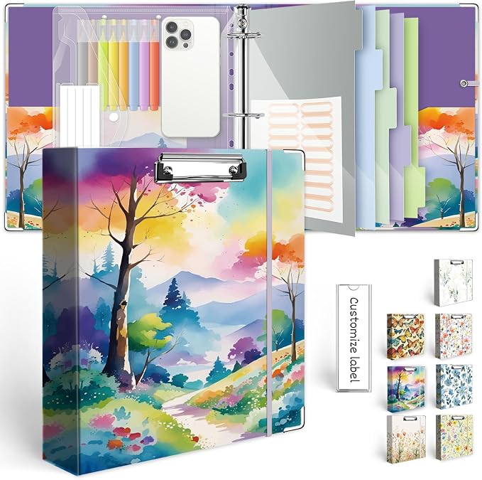 3 Ring Binder 2 Inch for 8.5"x11" Paper, Three Ring Binders by KLLVE