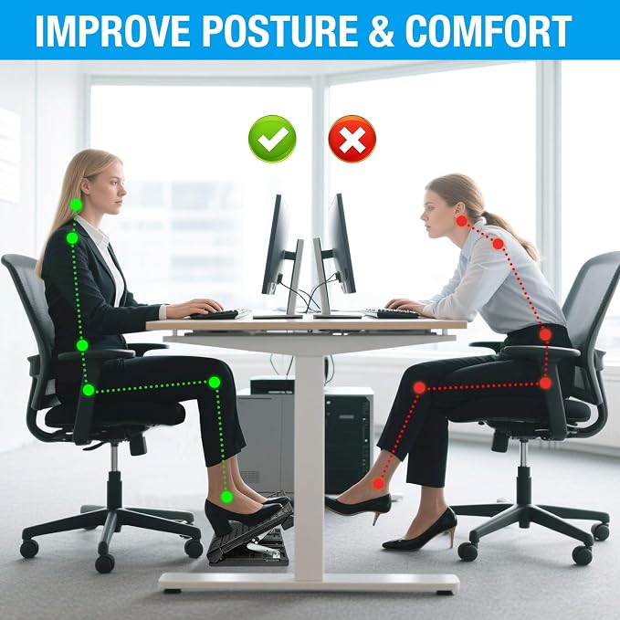 Scalebeard Foot Rest for Under Desk at Work, Height Adjustable Infinite Angle - Image 2