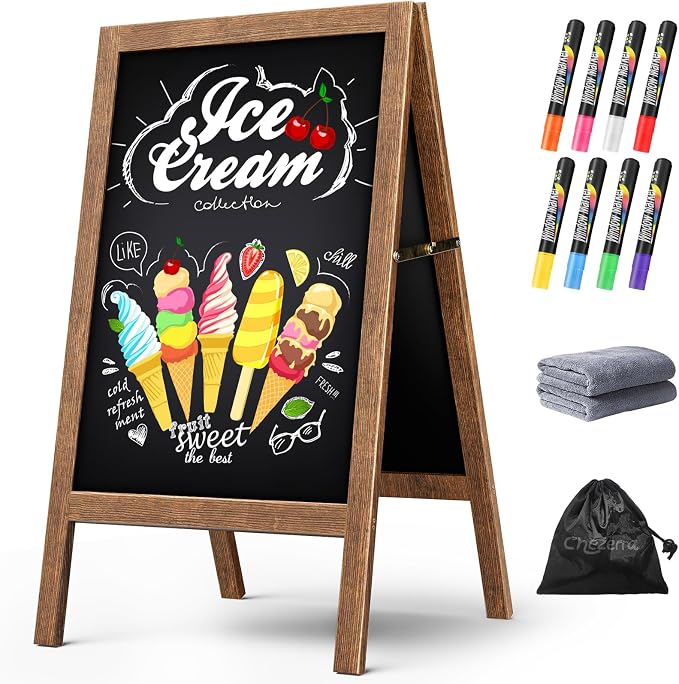 Chezerra A Frame Chalkboard Sign, Wooden Standing ChalkBoards Set by Unknown