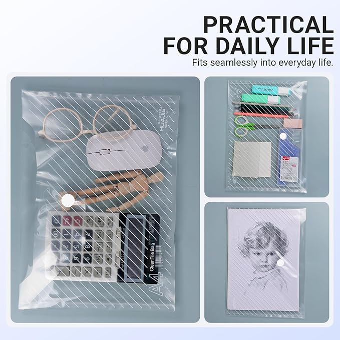 10 Pack, Plastic Envelopes – Transparent Waterproof Reusable File Folders - Image 7