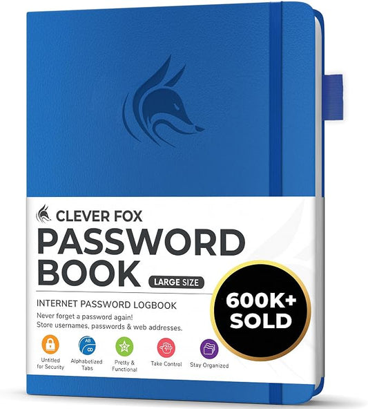 Clever Fox Password Book with alphabetical tabs. Internet Address Organizer by CleverFox
