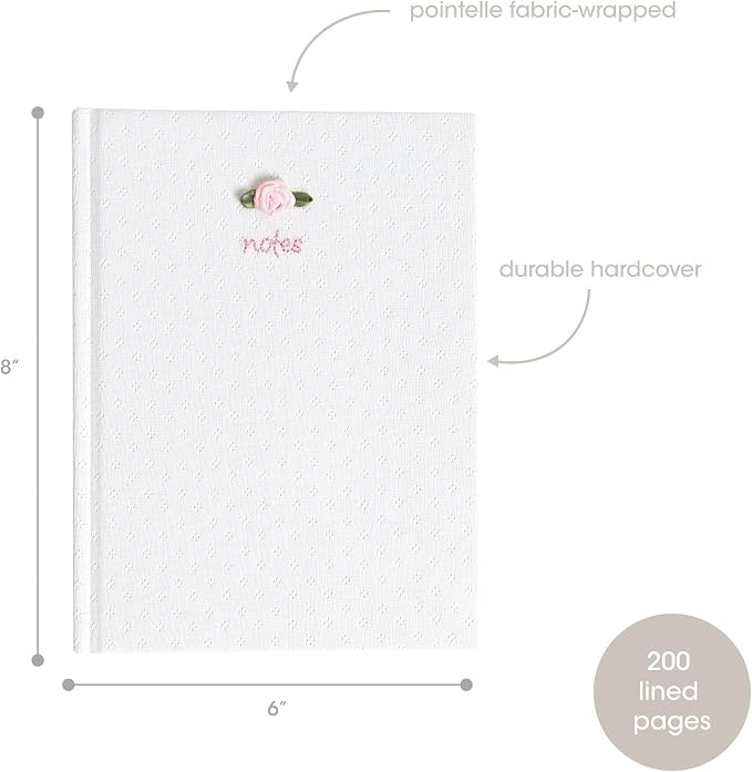 Pearhead Fabric Hardcover Journal Notebook 6x8 – Pointelle Embroidered - Image 2