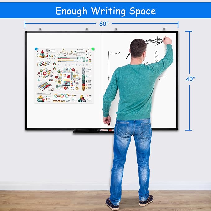 White Board Dry Erase 60x40, Maxtek Large Magnetic Whiteboard Black Dry Erase - Image 2