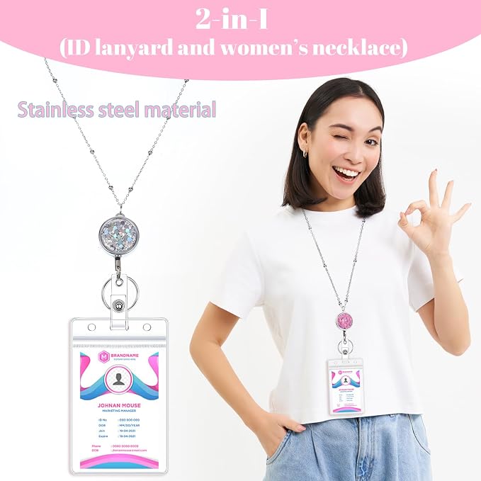 3 Pack Women's Lanyards with 6 Pcs Id Badge Holder - Image 4