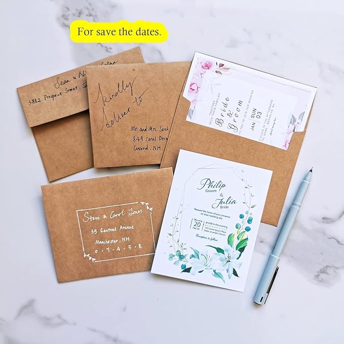 500 Pcs A2 Invitation Envelopes in Kraft Brown Peel & Press Self Seal 4 3/8 x 5 - Image 7