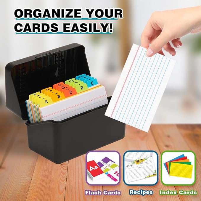 H4D 3x5 Index Card Holder with 100 Heavyweight Ruled Index Cards and 25 Plastic - Image 6