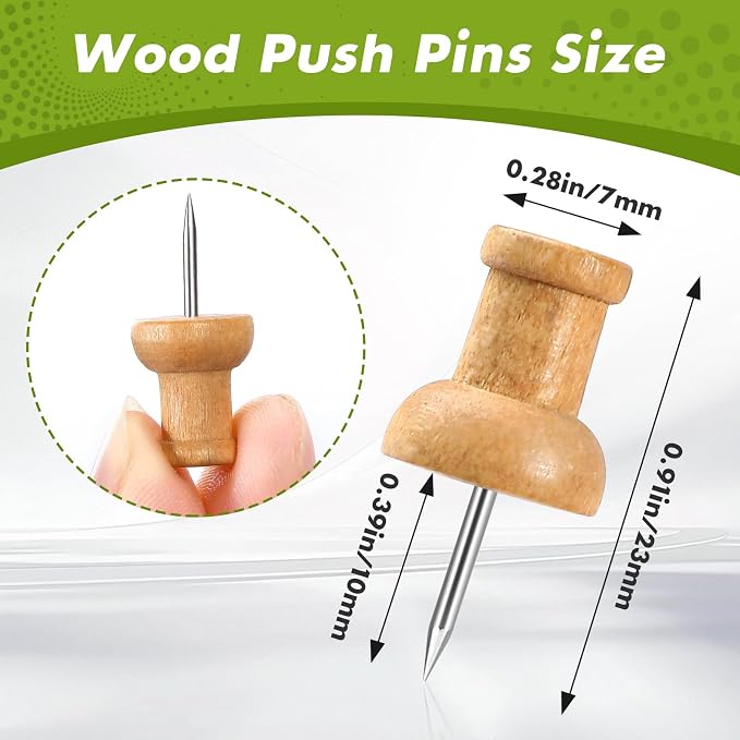 120Pcs Coffee Wood Push Pins, Wooden Pins and Tacks, Cute Pushpins - Image 2