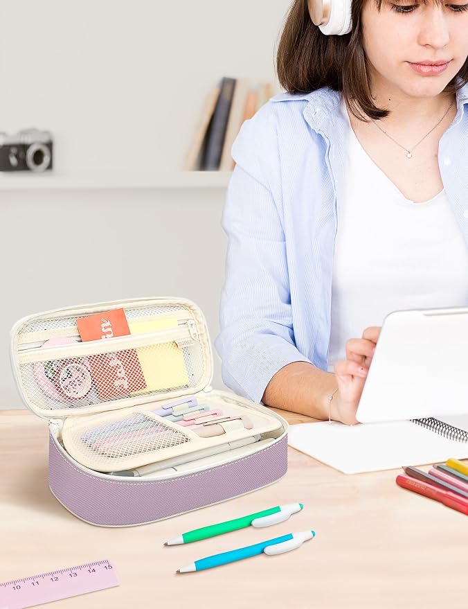 SUNEE Cute Pencil Case, Aesthetic Pen Pouch, Colored Large Pencil Bag - Image 8