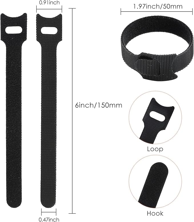 MVYC 120PCS 6 Inch Cable Ties Reusable Multi-Purpose Wire Ties Cord Organizer - Image 2