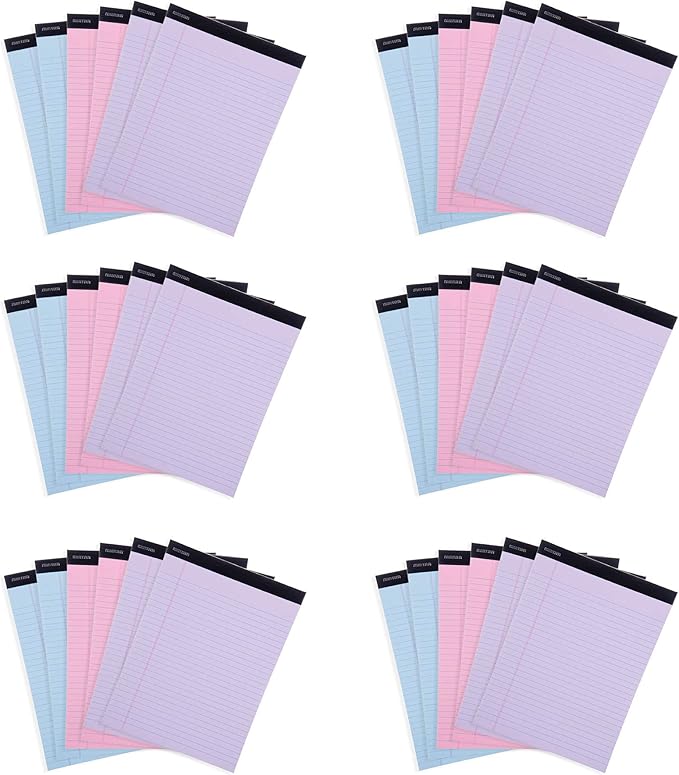 Mintra Office Legal Pads, ((xBasic, 8.5in x 11in, Wide (Pastel), 36pk (6-6pks))-DeskLoop Office
