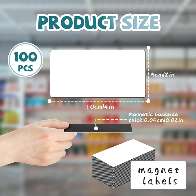 100 Pcs Blank Magnetic Labels, Reusable Dry Erase Magnetic Labels - Image 2