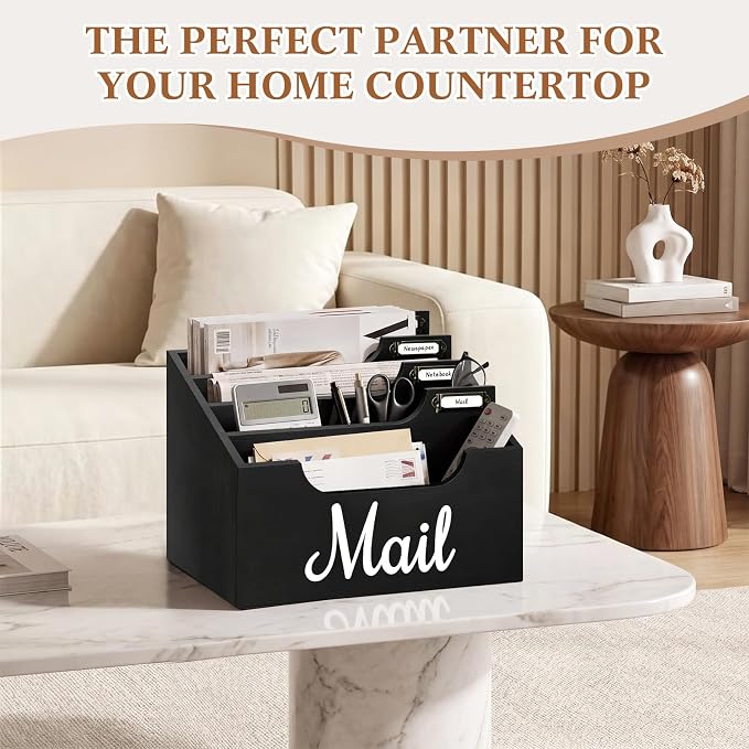 Rustic Wood Mail Organizer Countertop - Image 6