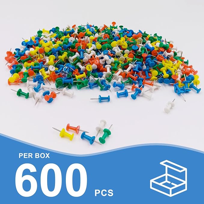 600 pcs Assorted Colors Thumb Tacks - Image 2