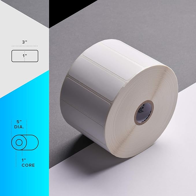 Zebra 3 x 1 in Thermal Transfer Polypropylene Labels PolyPro 3000T Permanent Adhesive Shipping Labels 1 in Core 8 rolls 10031648SP-DeskLoop Office