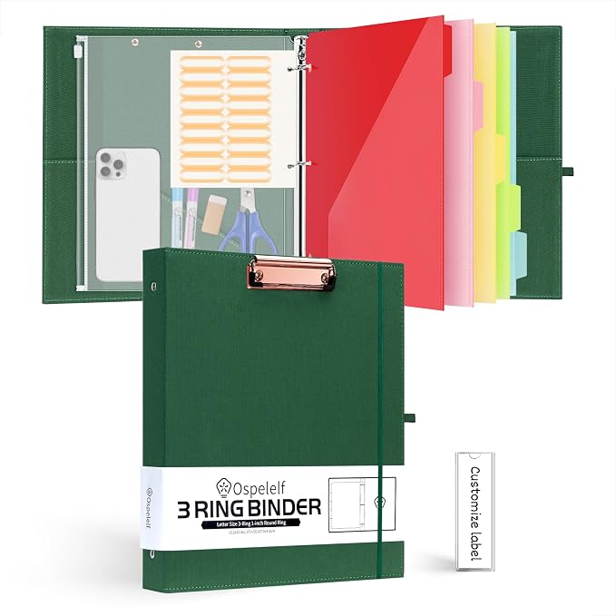 Ospelelf 3 Ring Binder 1 Inch Binder Organizer by OspelelfOfficeSupplies