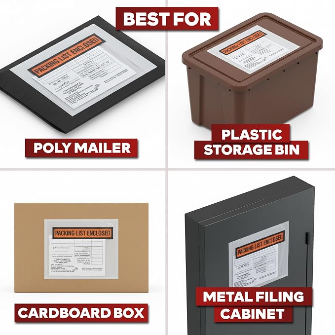 XFasten Packing Slip Pouches 4.5" x 5.5" Clear Enclosed Packing List Envelopes - Image 4
