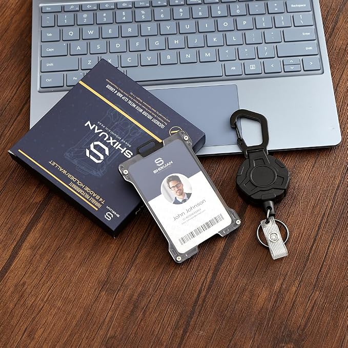 ID Badge Holder with Retractable Clip, Credit Card Holder, Keychain Wallet - Image 4