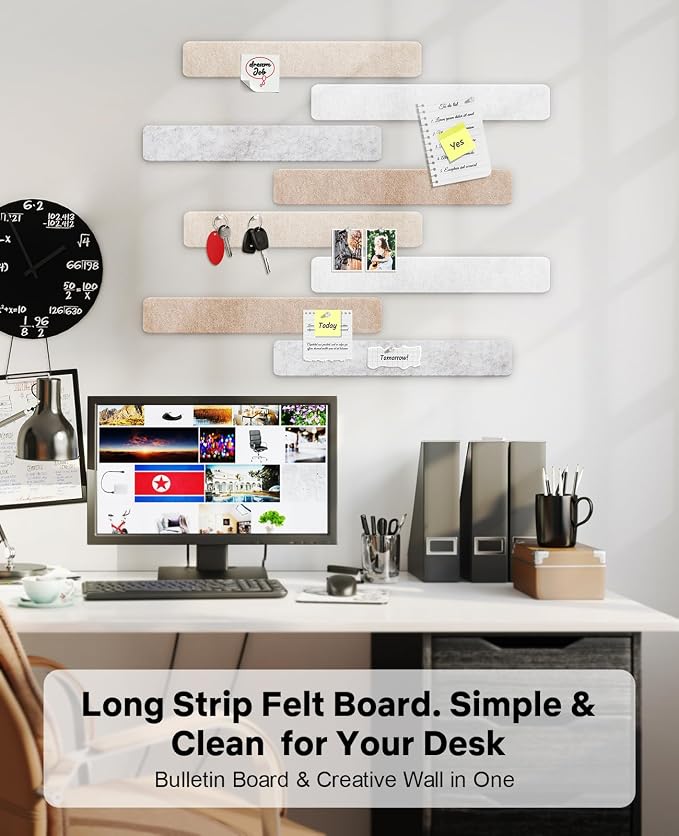 Small Cork Bulletin Board Tiles, Felt Wall Decor and Office Desk Accessories - Image 4