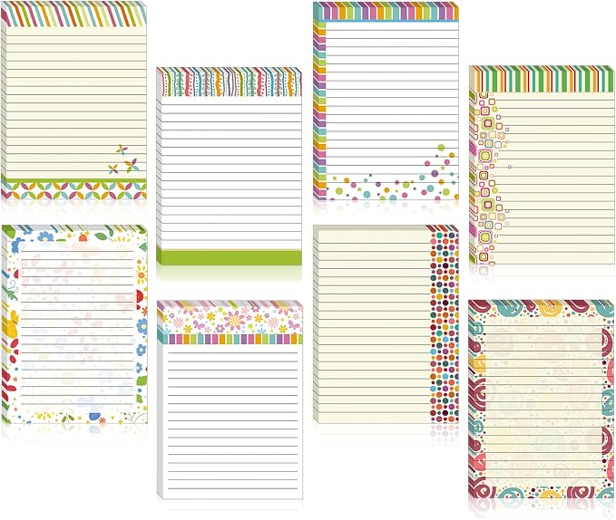 8 Pcs Cute Note Pads Fun Pattern Notepads by Junkin