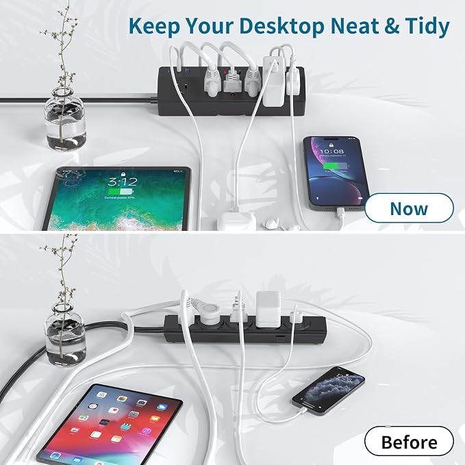 Desk Clamp Power Strip 2 USB C Desktop Mount Outlet Charging Station, 10FT - Image 4