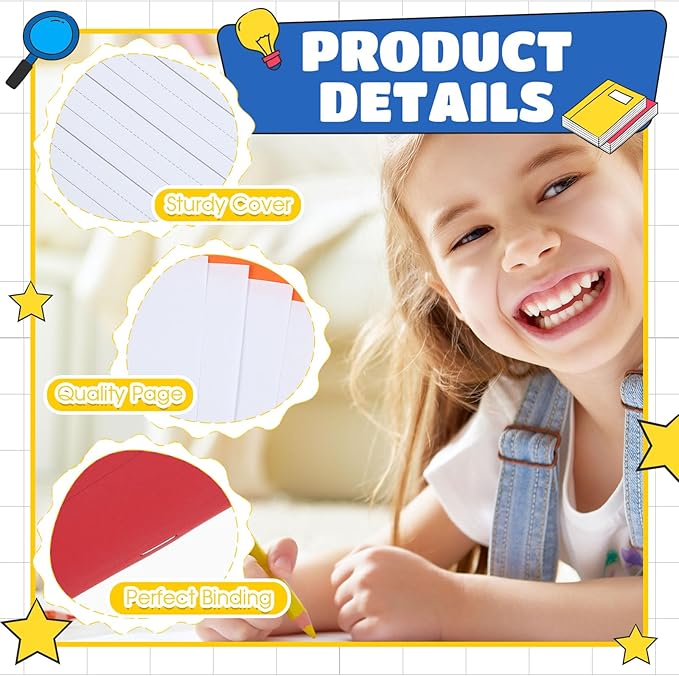 Henoyso 12 Pcs Primary Composition Notebook K-2 9 3/4 x 7 1/2 Inch Primary Journal, Back to School Supplies, Bulk Blank Writing Book for Kid to Write Draw Journal 60 Page Notebooks (Mixed Color)-DeskLoop Office