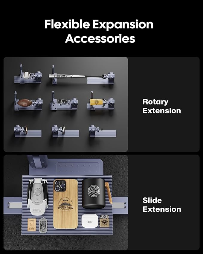 LaserPecker LP4 (Ultimate) with Desktop Air Purifier, Dual-Laser Engraver Cutter 160x300mm Workspace, Auto-Cleaning Smoke Fumes Engrave Tumblers Metal Wood Plastic Glass with Slide & Rotary Extensions-DeskLoop Office
