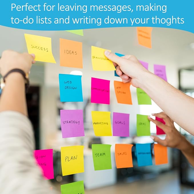 48 Pack 2400 Sheets Sticky Notes 3x3 Inches Bulk Colored Posted Notes 8 Colors Notes Stickies Note Pads for Office, School, and Home Supplies, 50 Sheets/pad-DeskLoop Office