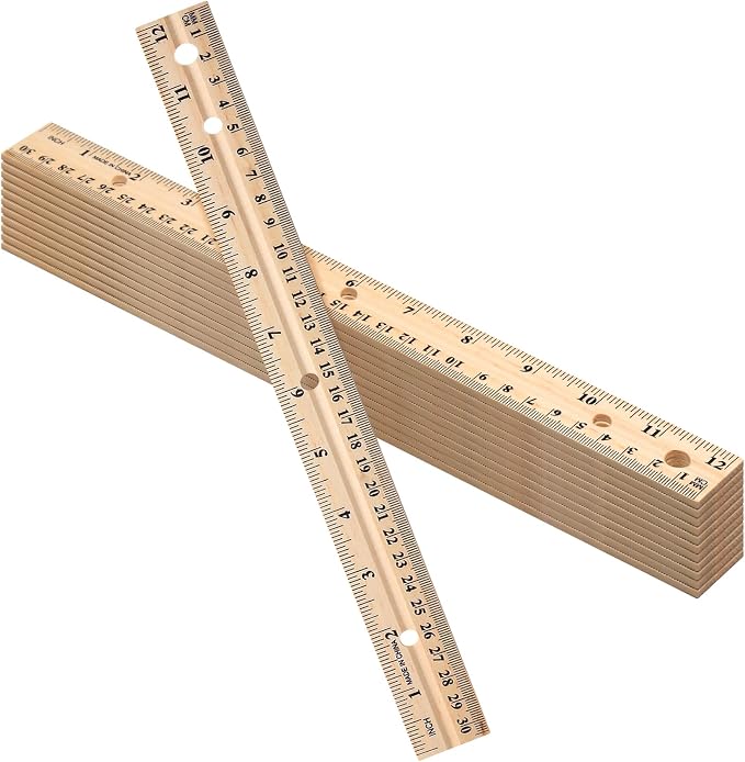 AmazingSpark 12 Pack 12 Pack Wooden Ruler Gifts 12 Inch Bulk Wood Measuring by Unknown