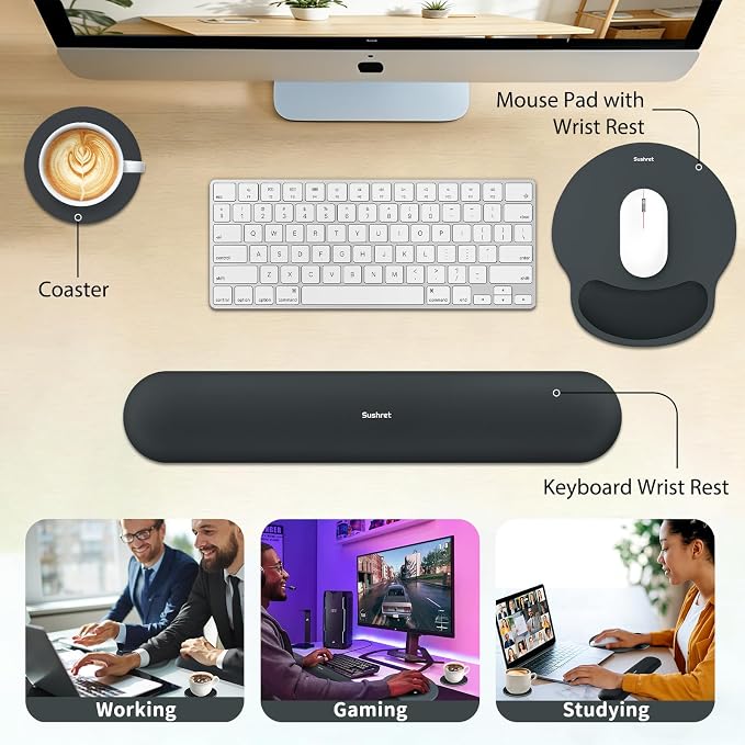 Sushret Mouse Pad and Keyboard Wrist Rest, 3-in-1 Gel Memory Foam Ergonomic - Image 6