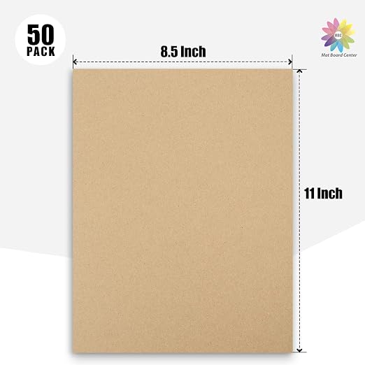 Mat Board Center, 50 Corrugated Cardboard Sheets 8.5x11 Inches Flat Card Board - Image 2