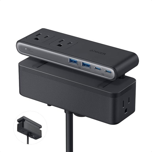 Anker Nano Power Strip, Desk Clamp, 70W Max, 1500J Surge Protector, 2 USB C | by Unknown
