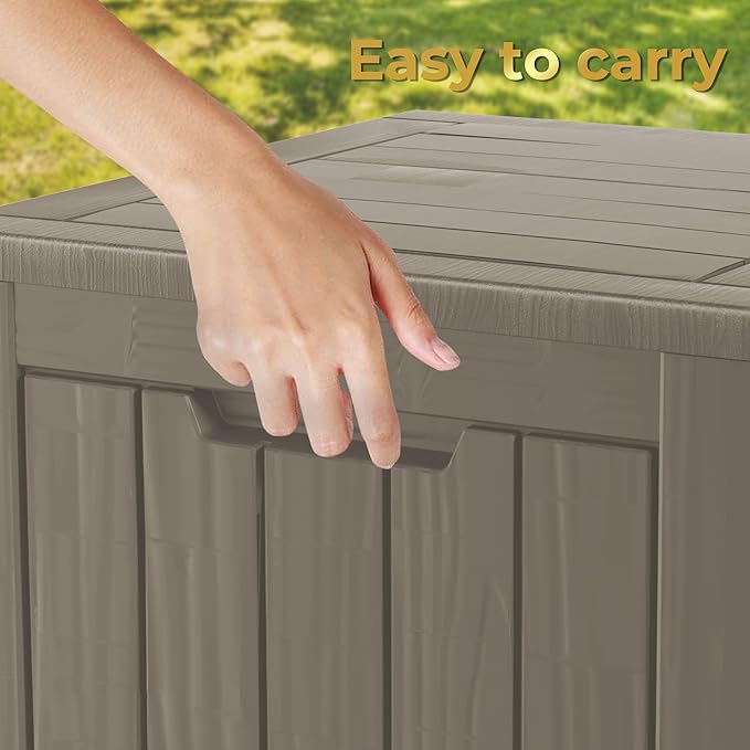 35 Gallon Lockable Resin Deck Box, Waterproof & UV-Resistant Outdoor Storage Box for Outdoor Cushion Storage, Garden Tools & Pool Accessories Storage, Gray-DeskLoop Office
