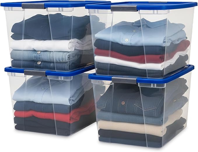 HOMZ 4-Pack Secure Latch, 64 Quart, and Office Organization by Homz