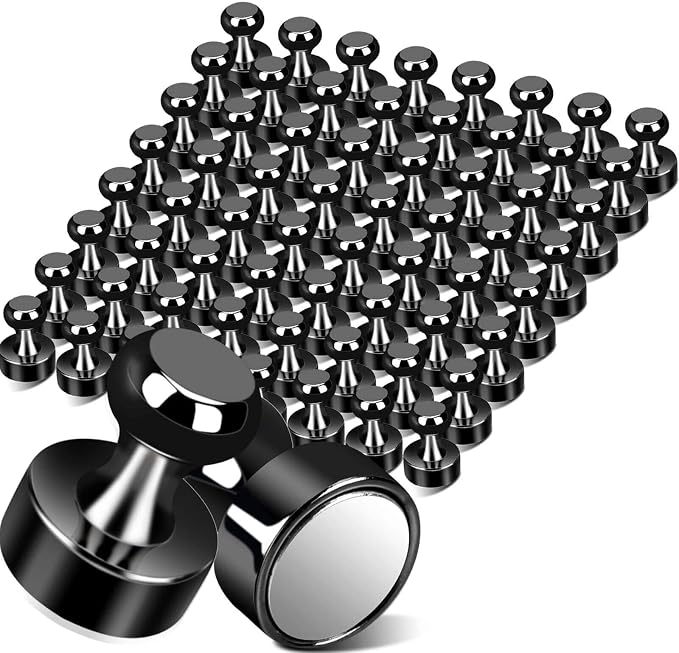 65Pcs Black Magnetic Push Pins, Fridge Magnets by MINCIMagnetsManufacturer