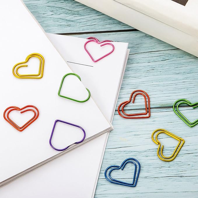 Frienda 105 Pieces Heart Paper Clips Colorful Paperclips Metal - Image 6