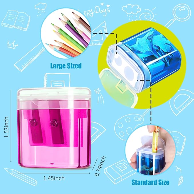 OCHIDO 100 Pack Pencil Sharpeners Bulk, School Supplies Double Hole Sharpener - Image 2